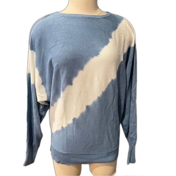 Philosophy Blue & White Tie Dye Cotton Dolman Sleeve Sweater Size Large - Picture 2 of 6
